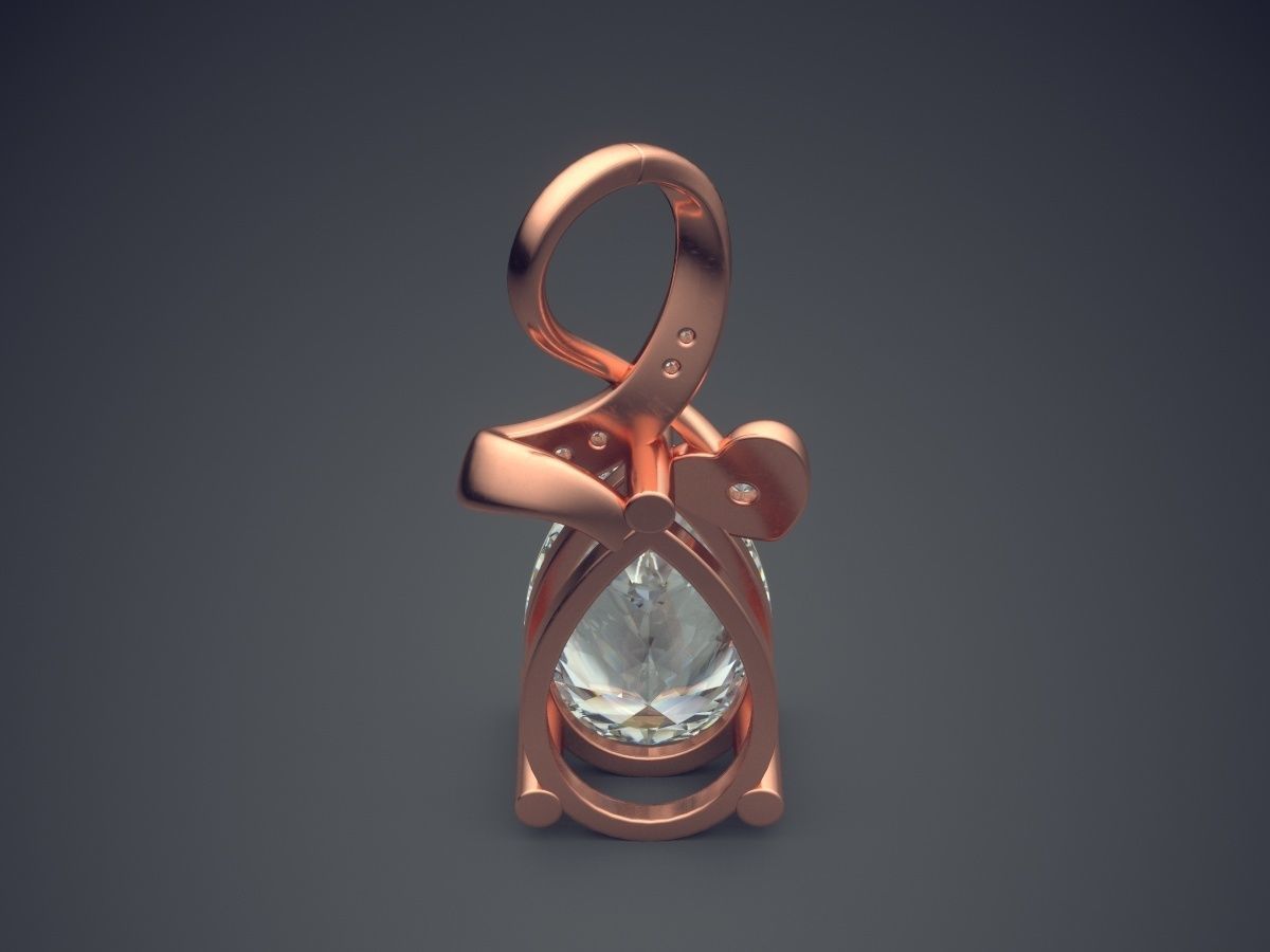 Beautiful Girly Pendant with Bow and Diamonds  3D print model_2