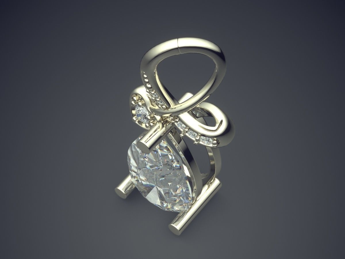 Beautiful Girly Pendant with Bow and Diamonds  3D print model_1