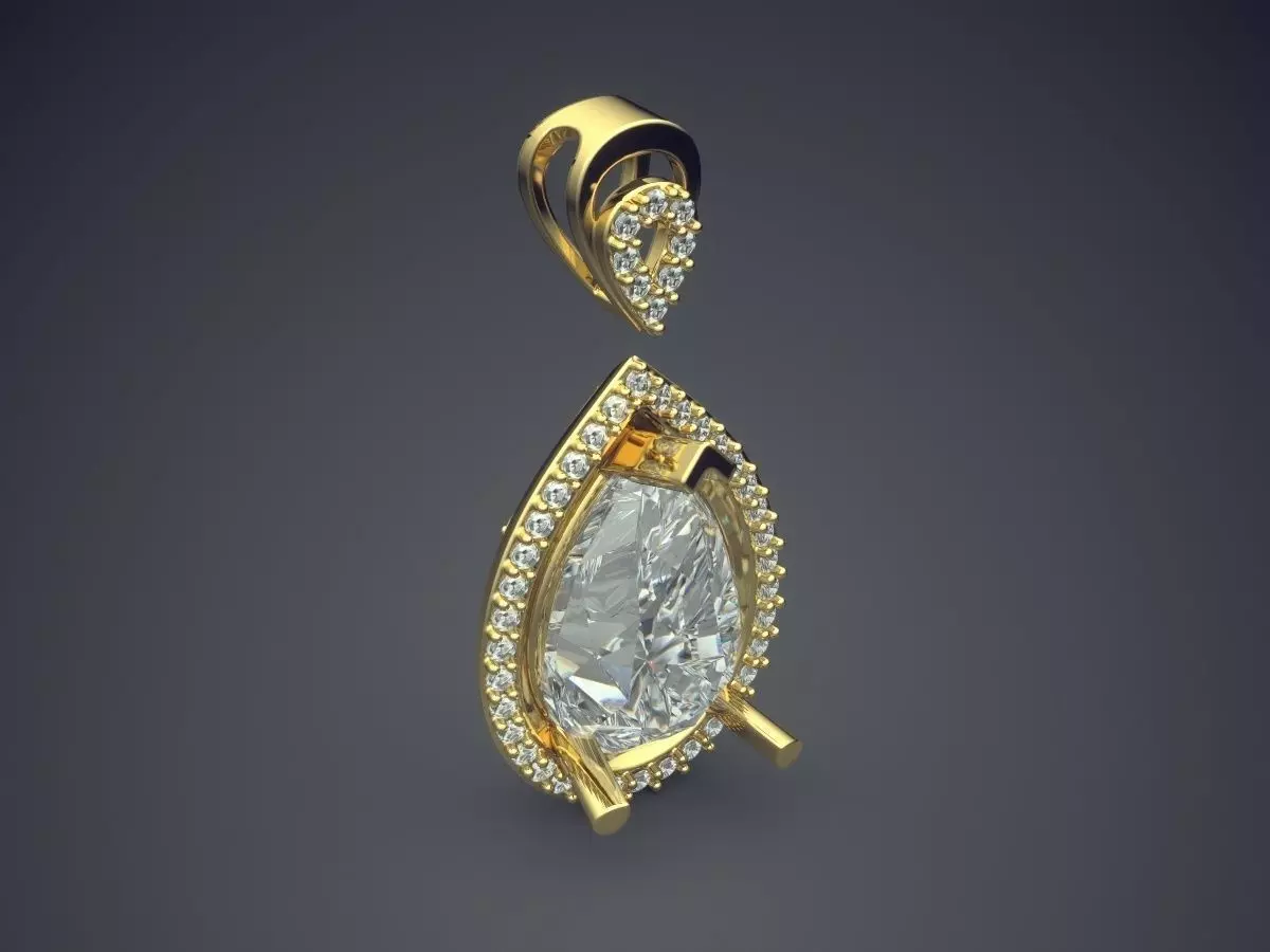 Drop Shape Pendant With Diamonds 2432 3D print model_0