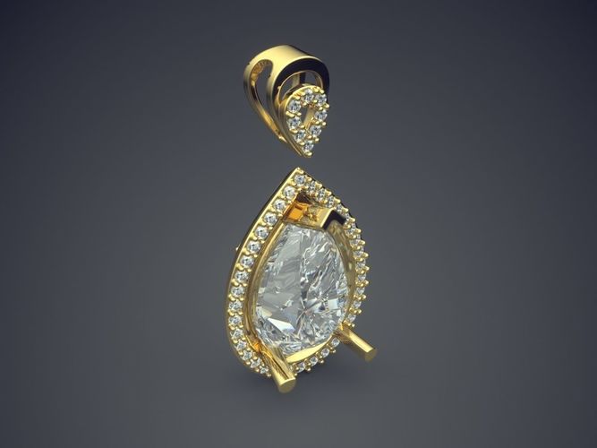 Drop Shape Pendant With Diamonds 2432 3D print model