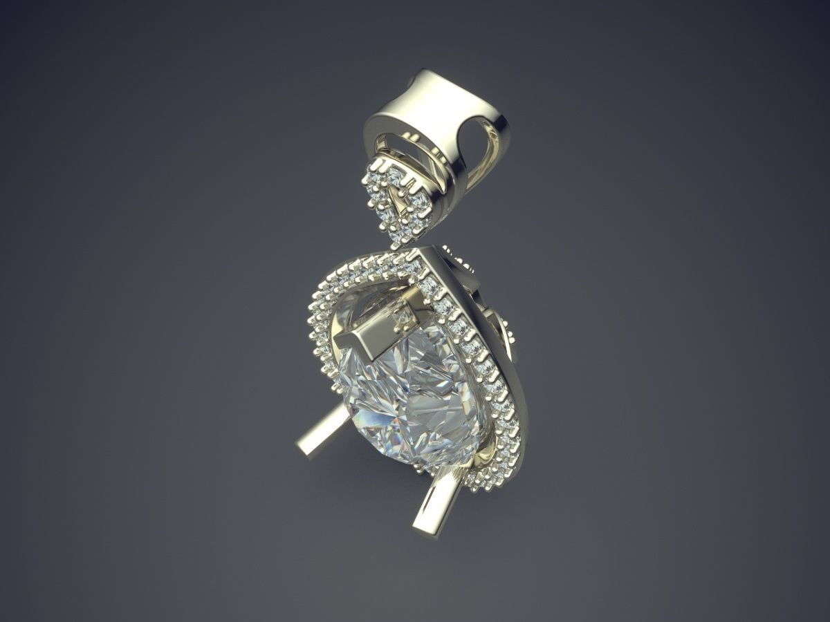 Drop Shape Pendant With Diamonds 2432 3D print model_1