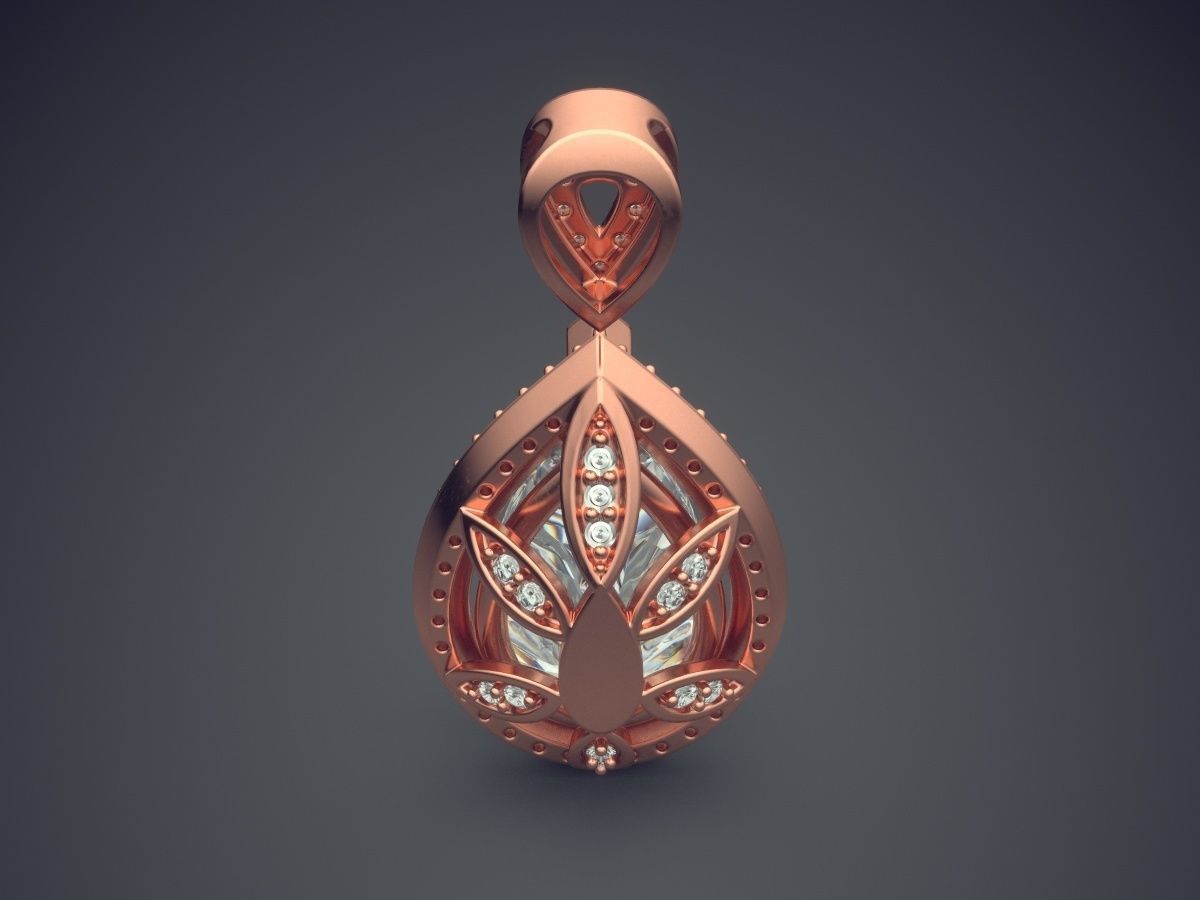 Drop Shape Pendant With Diamonds 2432 3D print model_2