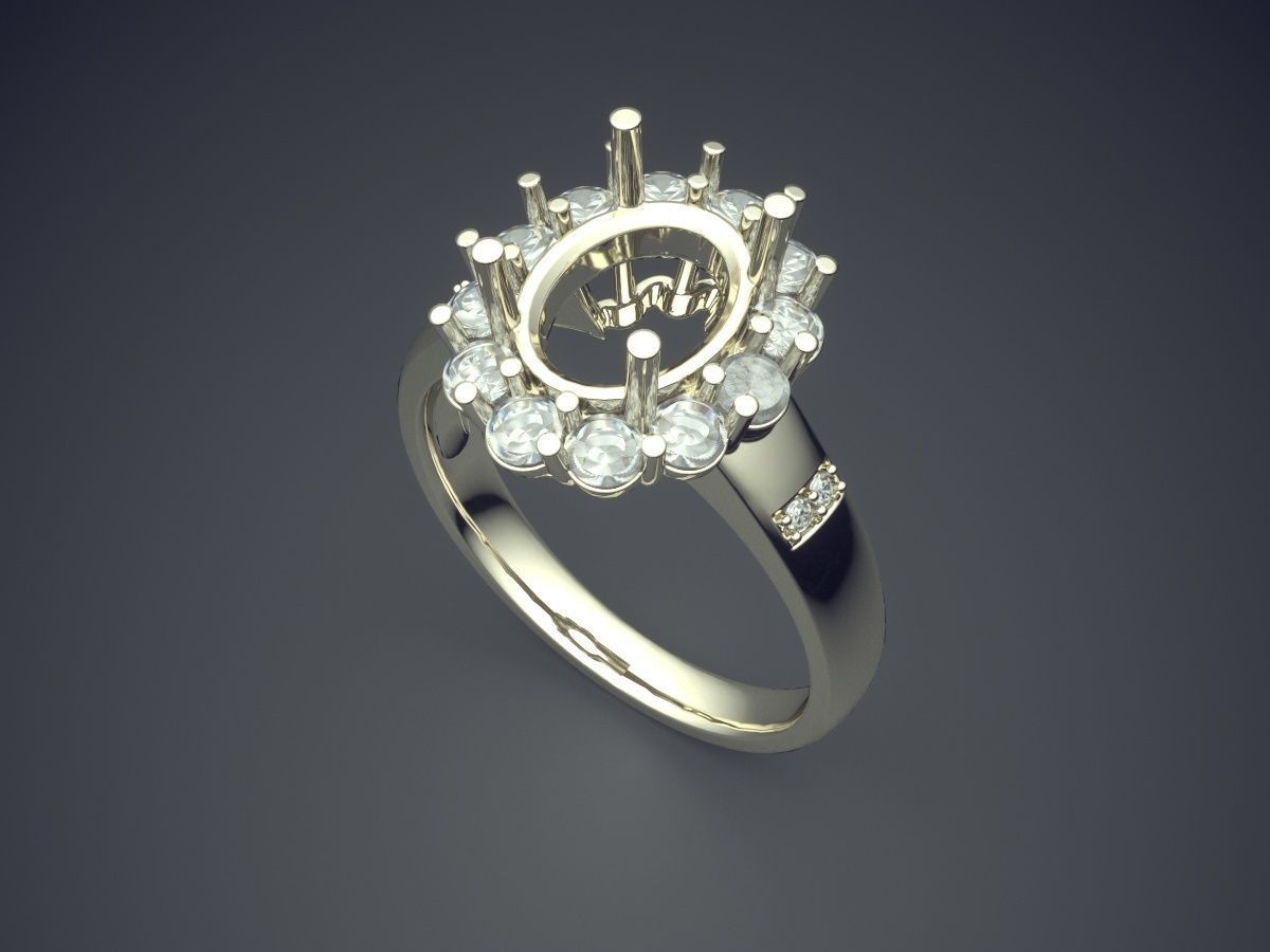 Simple Classic Golden Engagement Ring 3D print model_1
