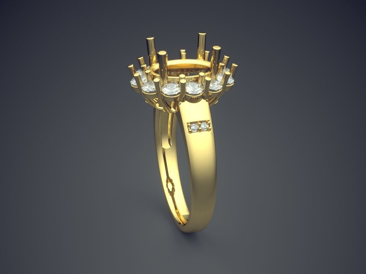 Simple Classic Golden Engagement Ring 3D print model_3