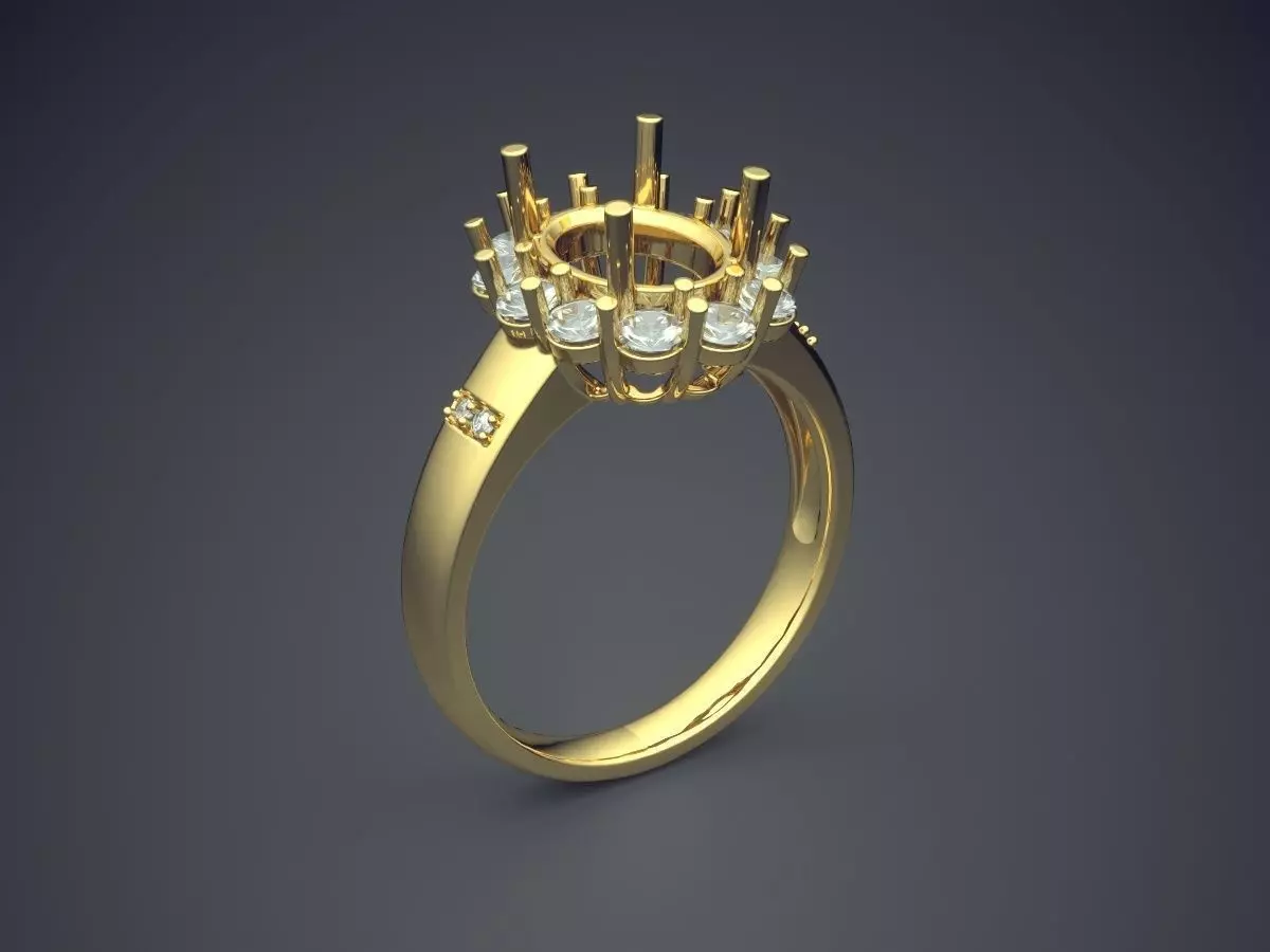 Simple Classic Golden Engagement Ring 3D print model_0