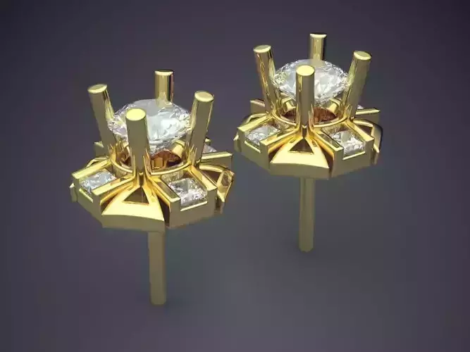 Cute Simple Minimal Flower Motif Earrings With Diamonds