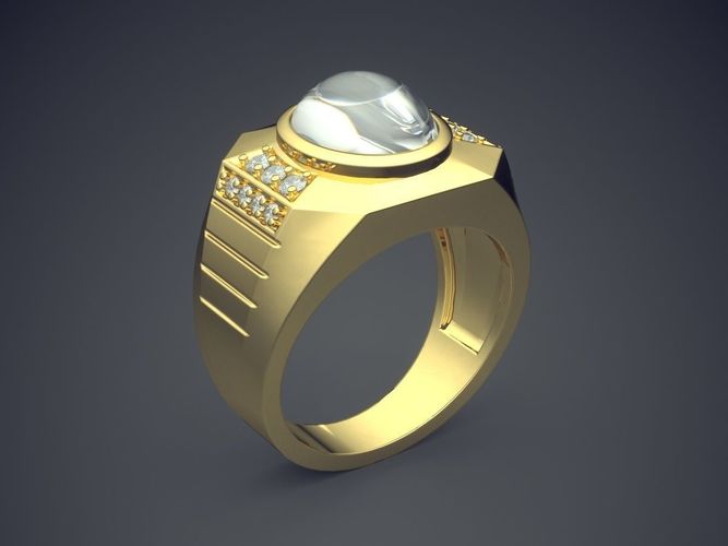 Luxurious Masculine Ring With Pearl 2413 3D print model
