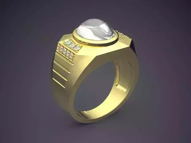 Luxurious Masculine Ring With Pearl 2413 3D print model