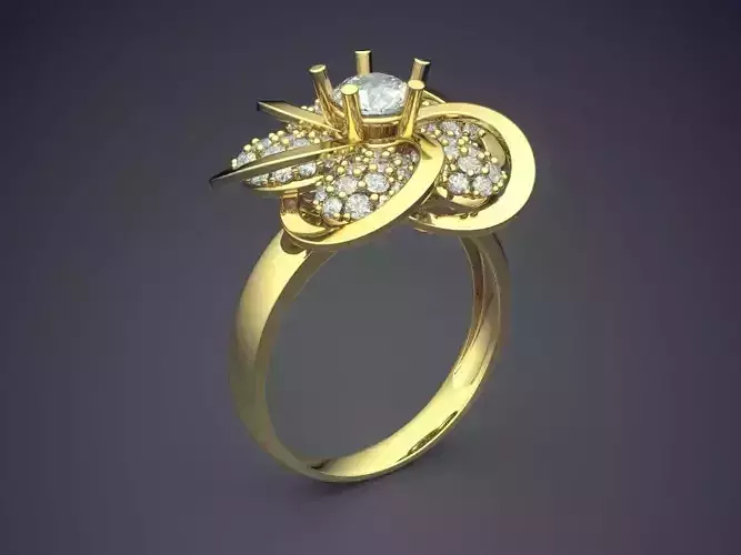 Modern Flower Engagement Ring