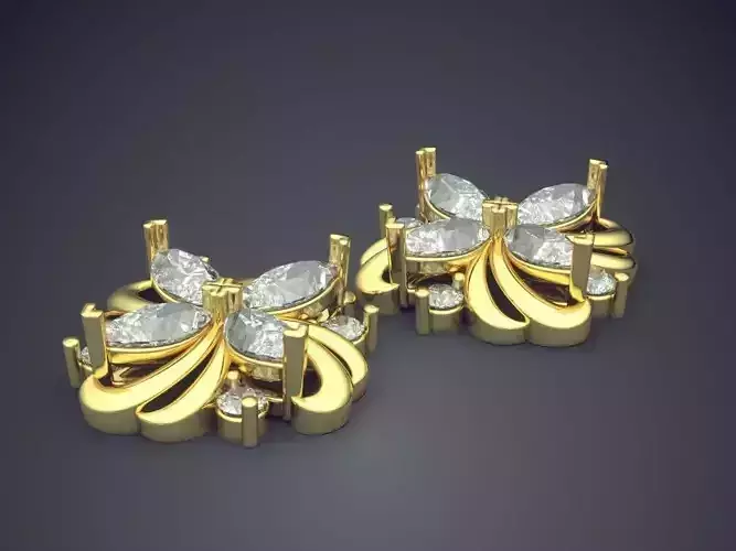 Detailed Minimalistic Diamond Earrings