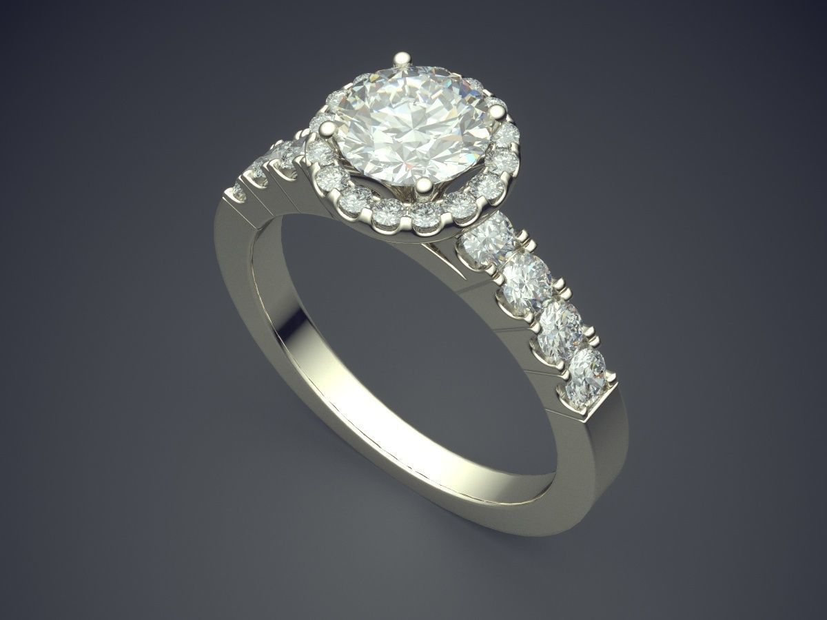 Subtle Engagement Ring With Diamonds on the Rim 3D print model_1