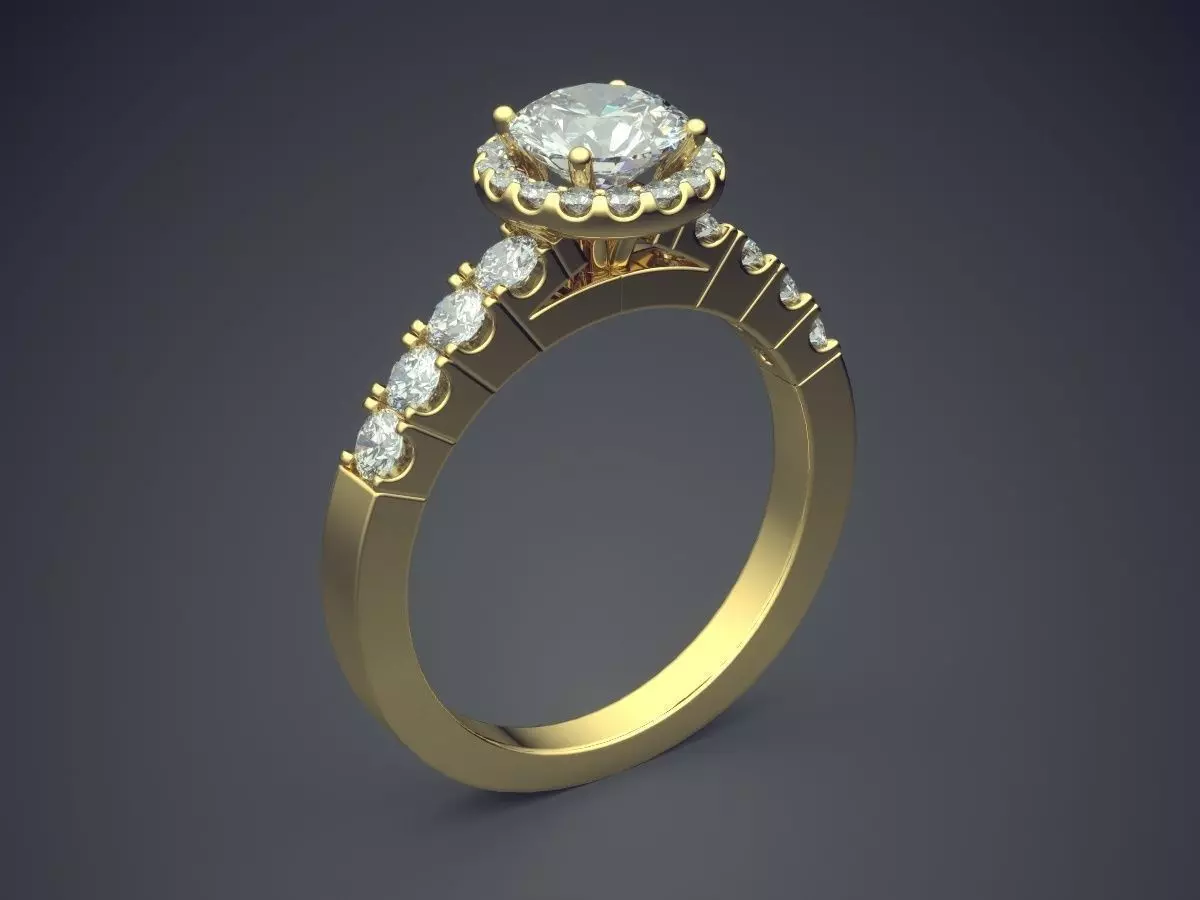 Subtle Engagement Ring With Diamonds on the Rim 3D print model_0