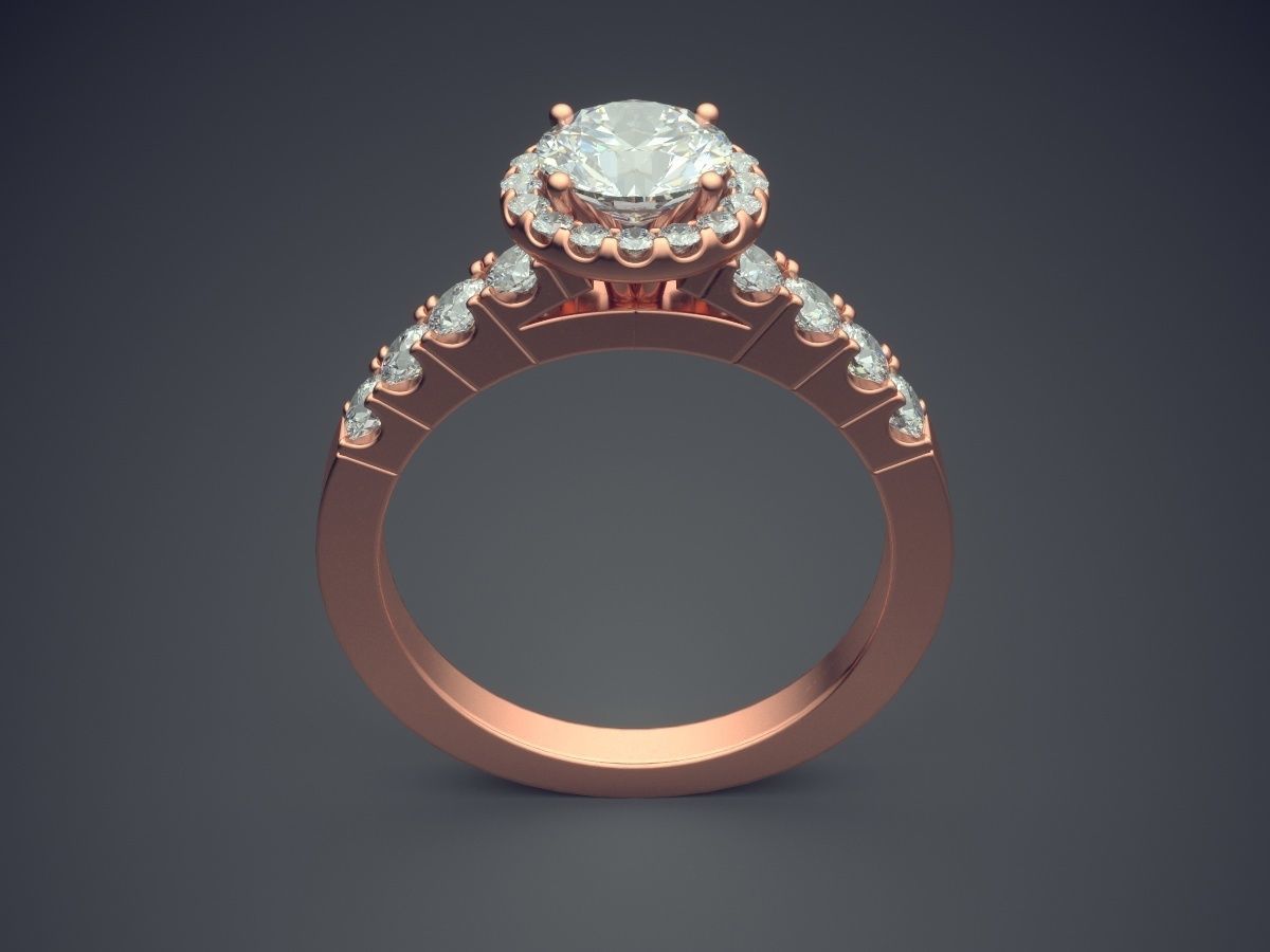 Subtle Engagement Ring With Diamonds on the Rim 3D print model_2