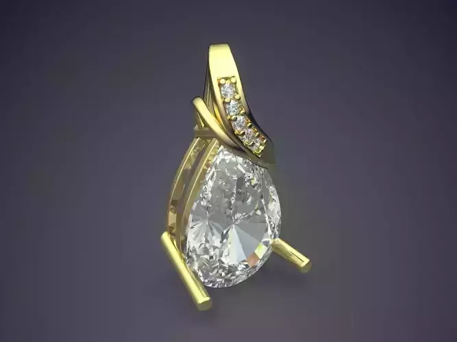 Golden Raindrop-Shaped Diamond Pendant