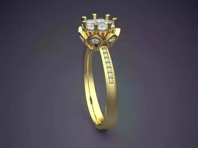Flower-shaped Ring With Diamonds 2389