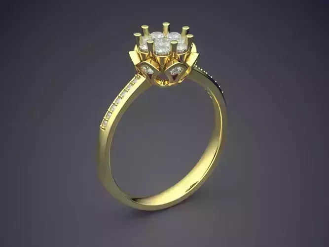 Flower-shaped Ring With Diamonds 2389