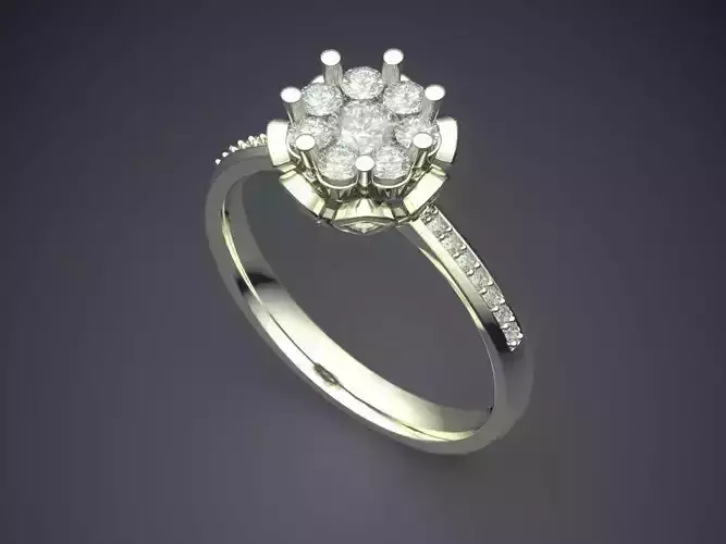 Flower-shaped Ring With Diamonds 2389