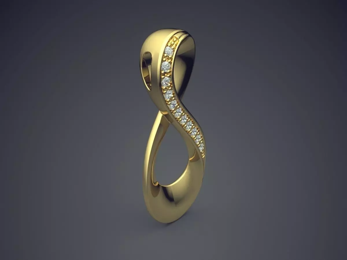 Beautiful Swirled Shape 8 Pendant with Diamonds 3D print model_0
