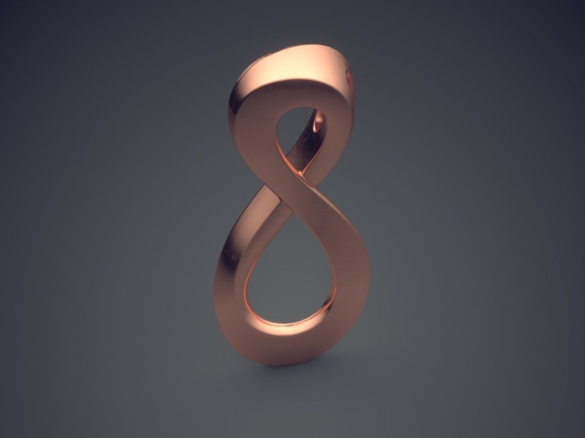 Beautiful Swirled Shape 8 Pendant with Diamonds 3D print model_2