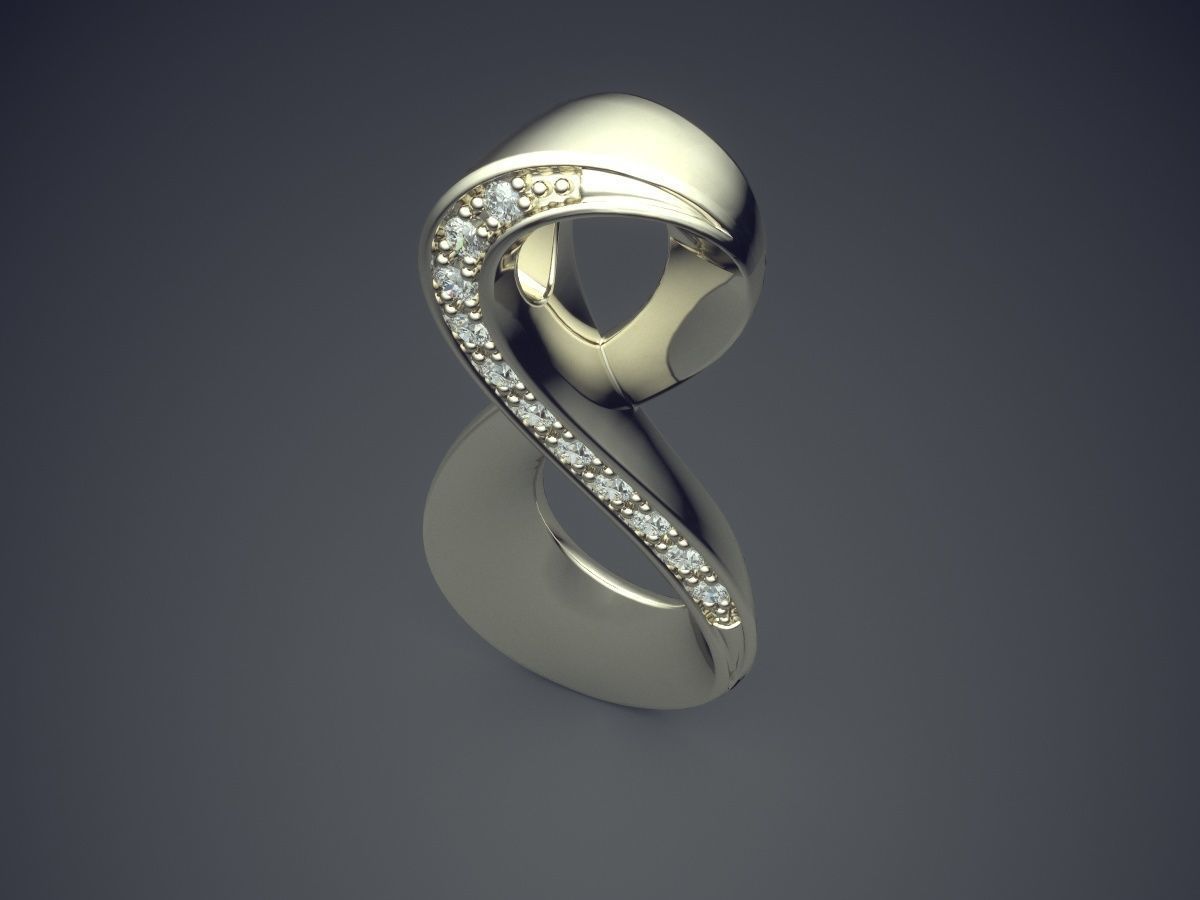 Beautiful Swirled Shape 8 Pendant with Diamonds 3D print model_1
