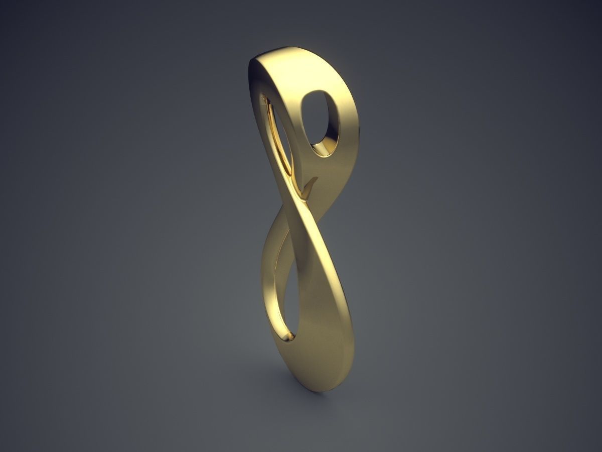 Beautiful Swirled Shape 8 Pendant with Diamonds 3D print model_3