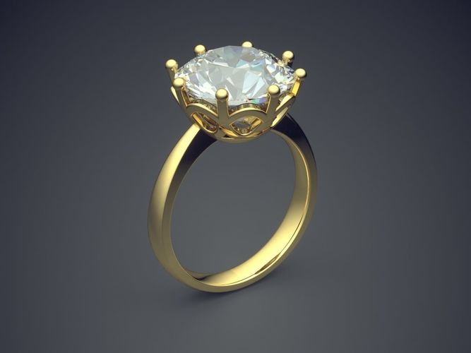 Ring With Big Diamond 2382 3D print model
