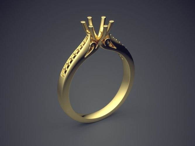 Dainty Engagement Ring with Diamonds on the Rim 3D print model