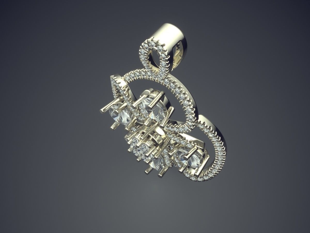 Detailed Pendant With Tiny Diamonds 2376 3D print model_1