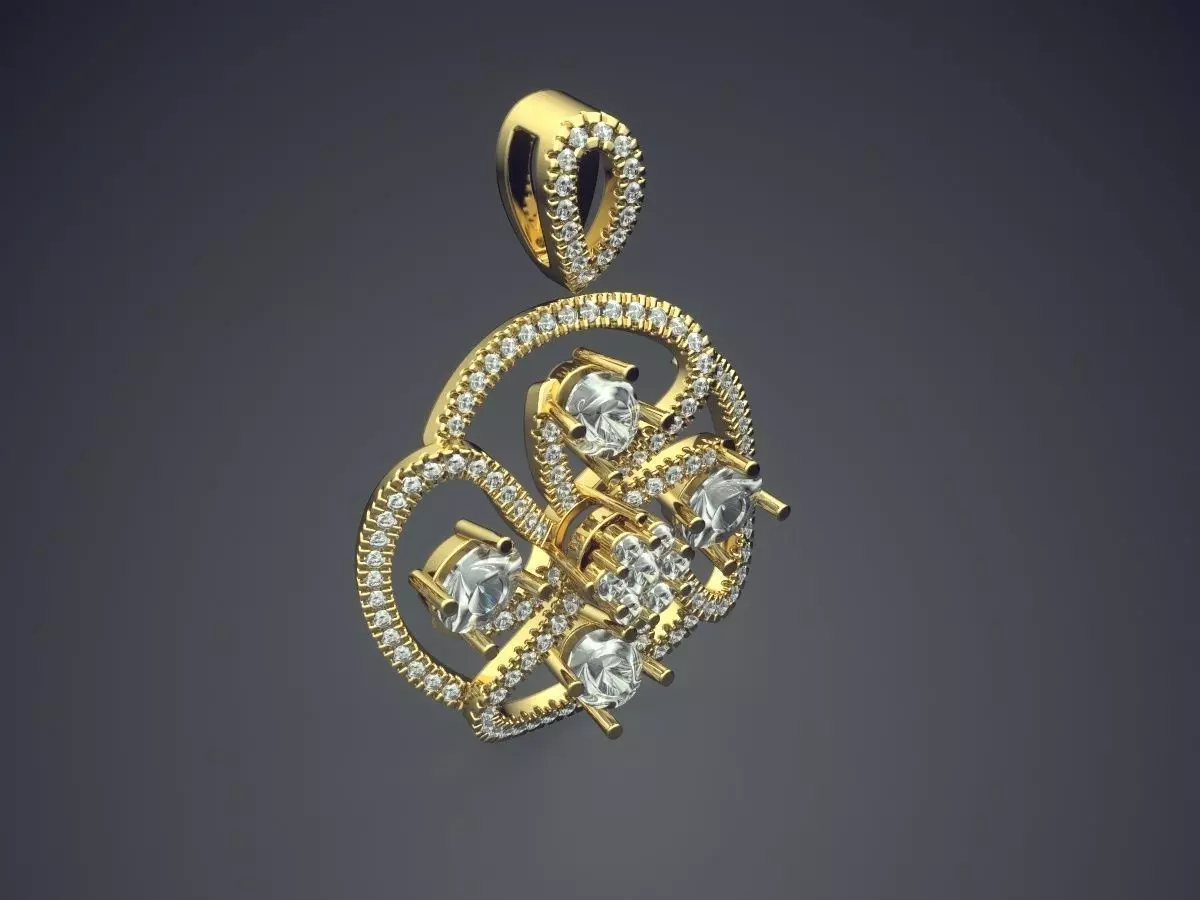 Detailed Pendant With Tiny Diamonds 2376 3D print model_0
