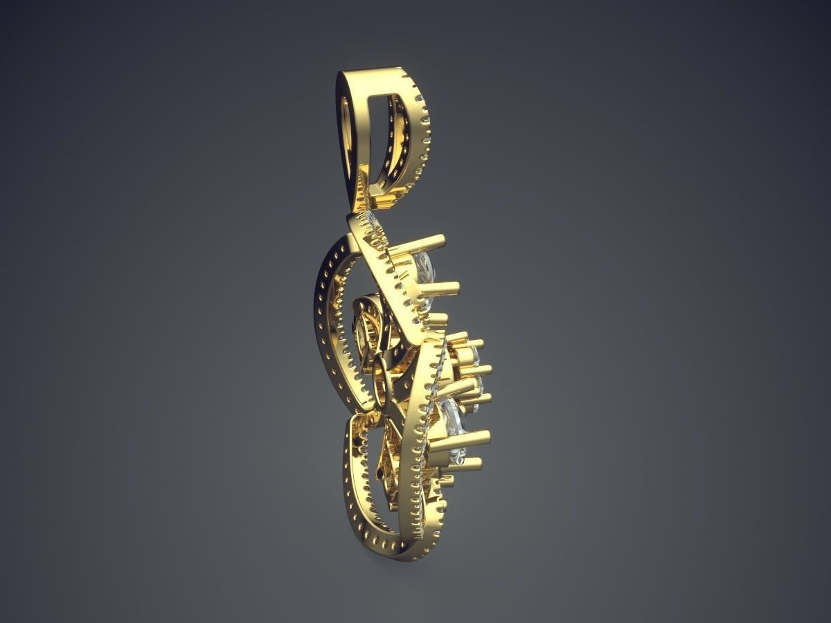 Detailed Pendant With Tiny Diamonds 2376 3D print model_3