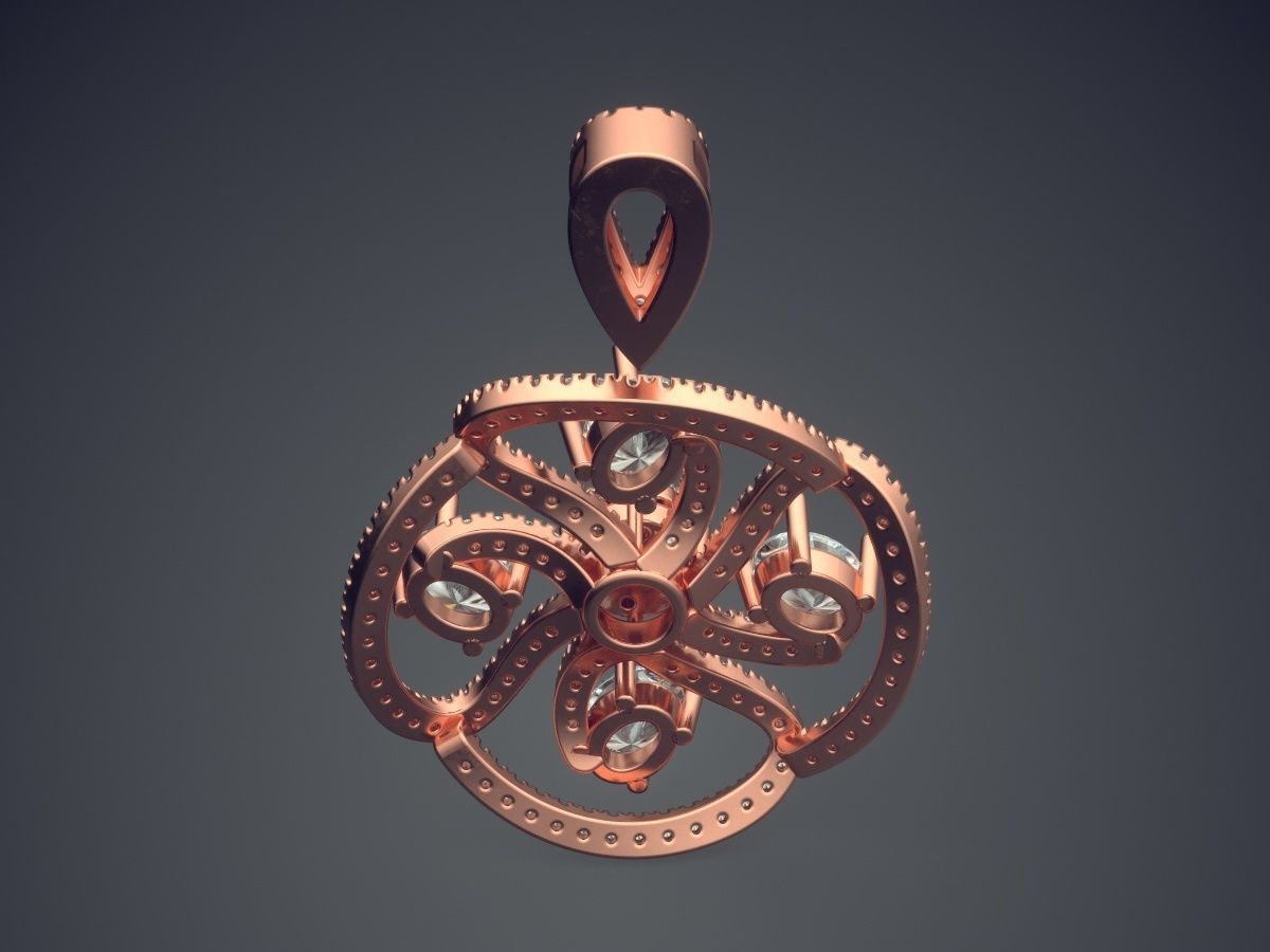 Detailed Pendant With Tiny Diamonds 2376 3D print model_2