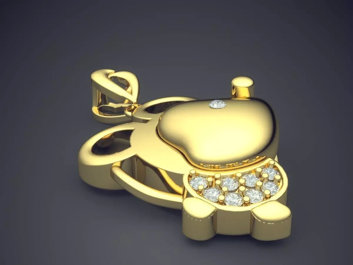 Cute Girly Mouse-Shape Pendant with Diamonds 3D print model