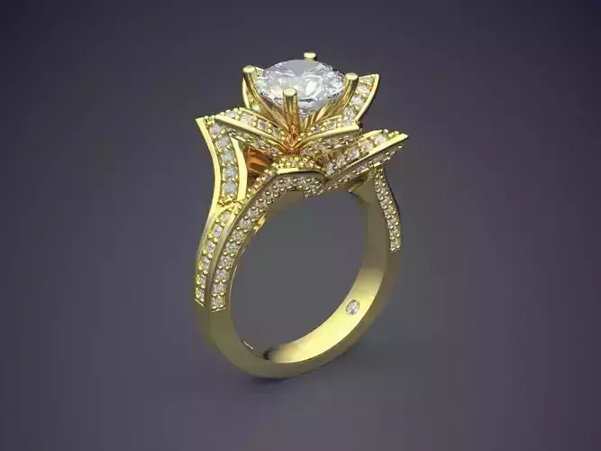 Extraordinary Flower Shape Diamond Ring 3D print model