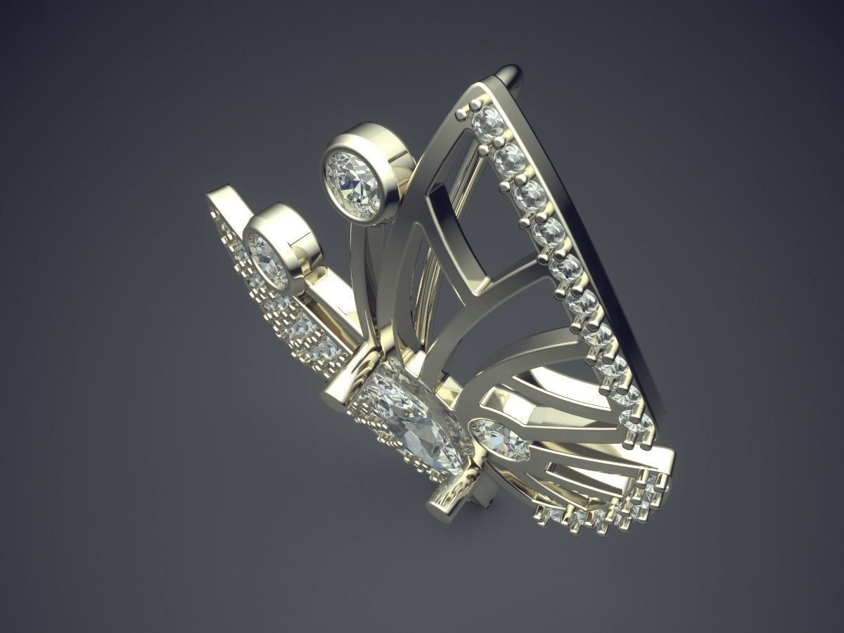 Lovely Butterfly Pendant with Texturing and Diamonds 3D print model_1