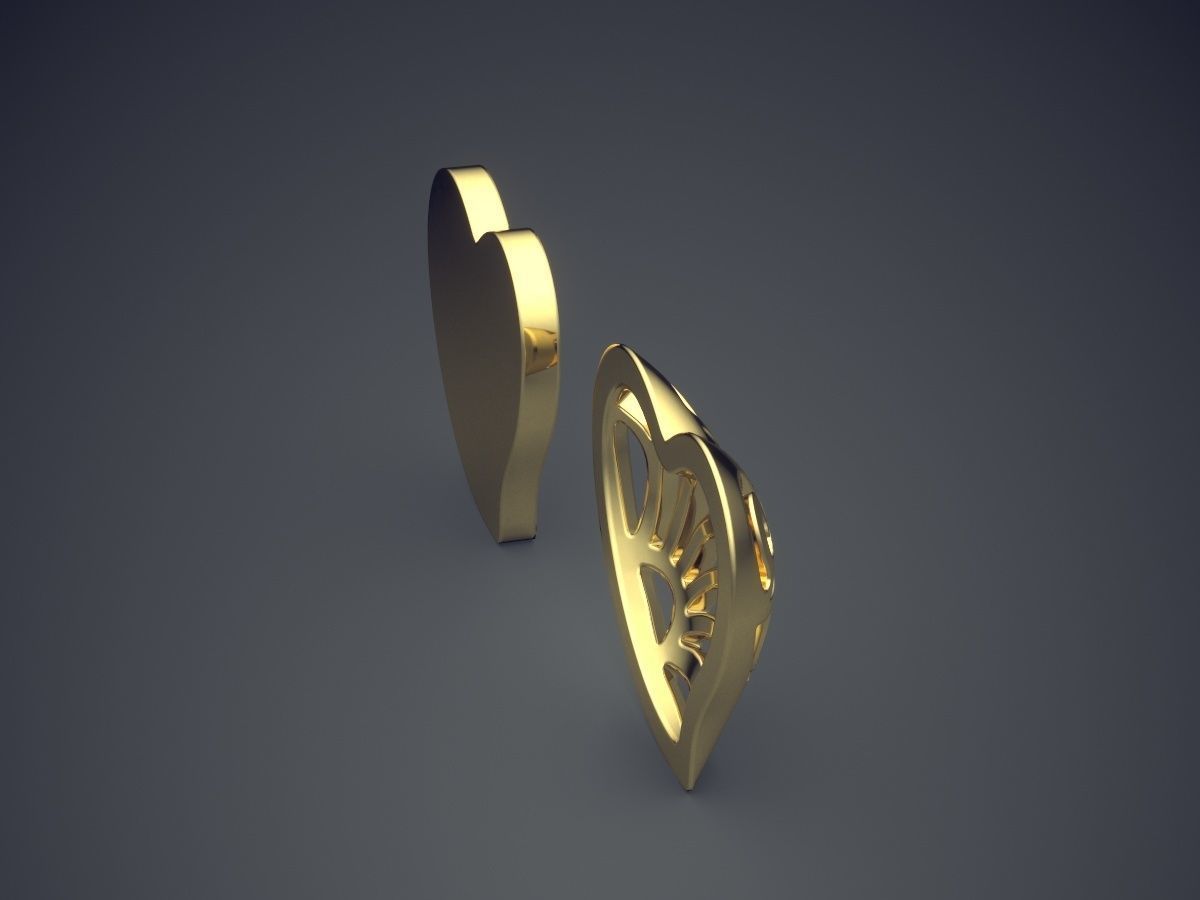 Heart-Shaped Carved Pendant 3D print model_3