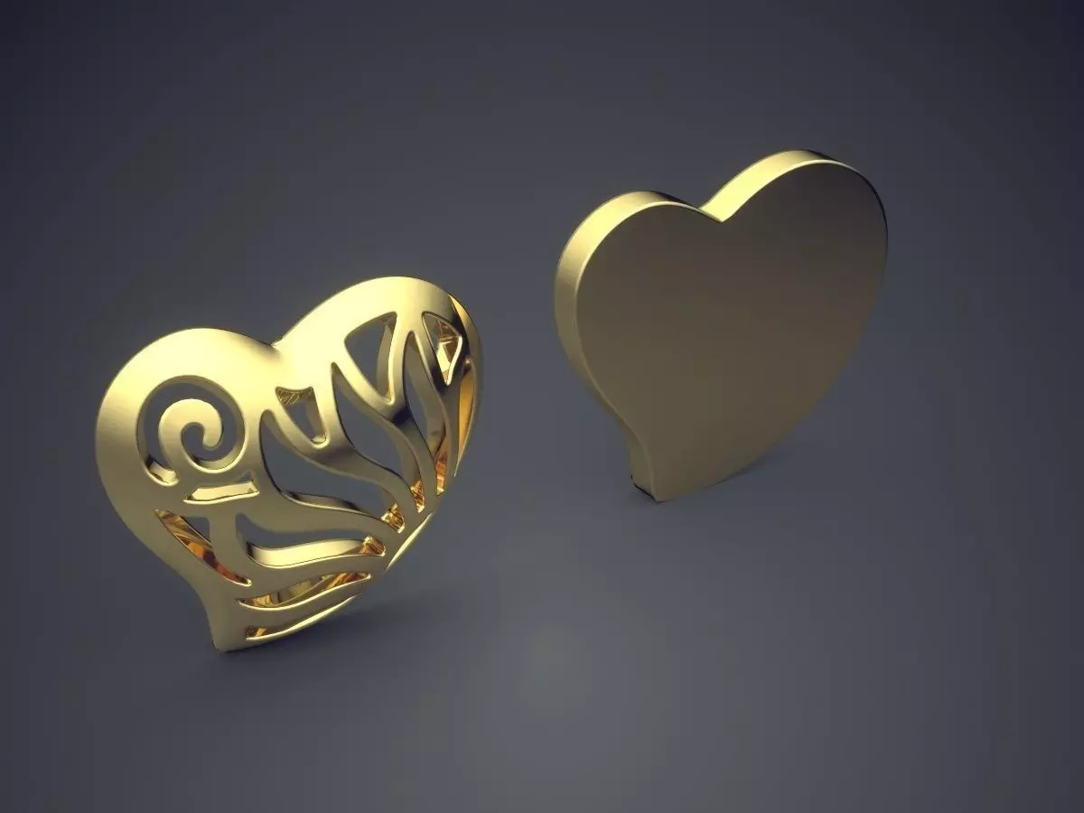 Heart-Shaped Carved Pendant 3D print model_0