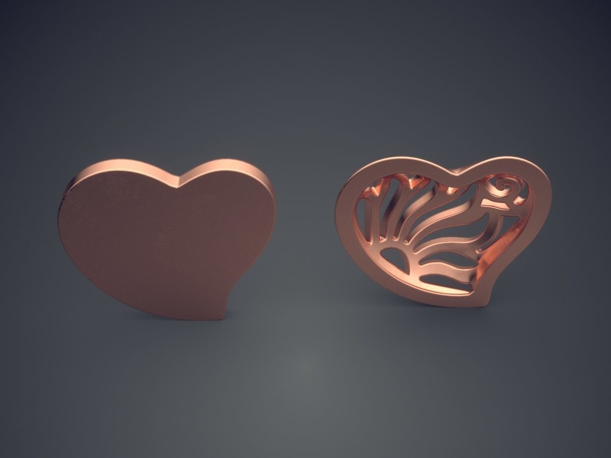 Heart-Shaped Carved Pendant 3D print model_2