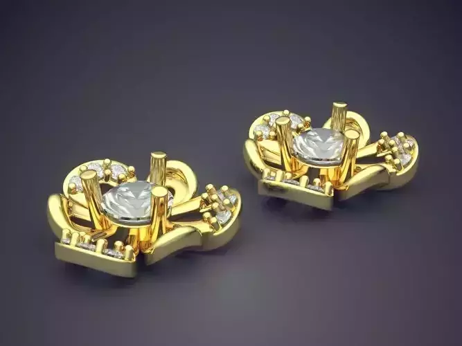 Girly Flower-Shape Earrings with Diamonds