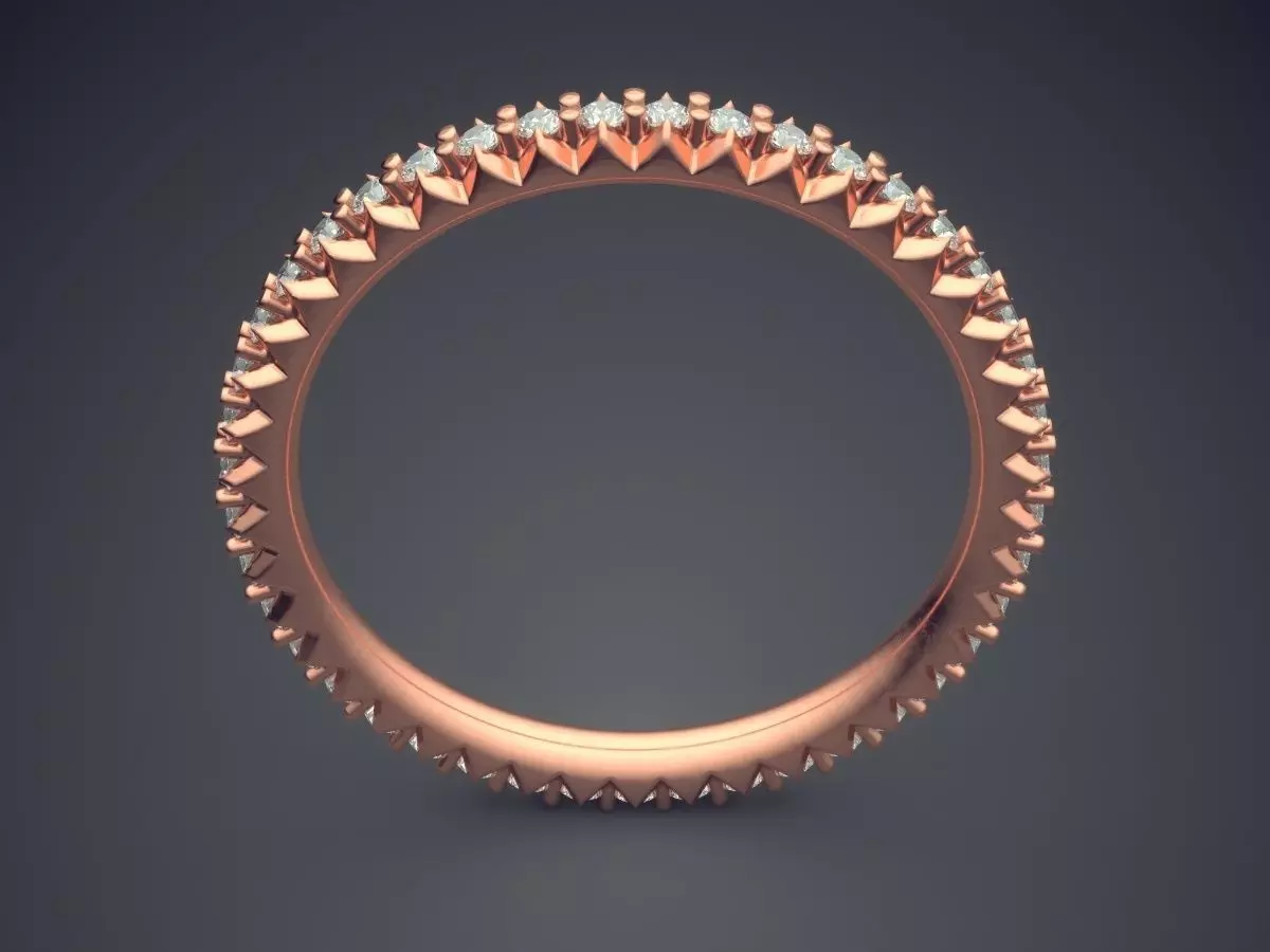 Thin Ring With Tiny Diamonds 2342 3D print model_2
