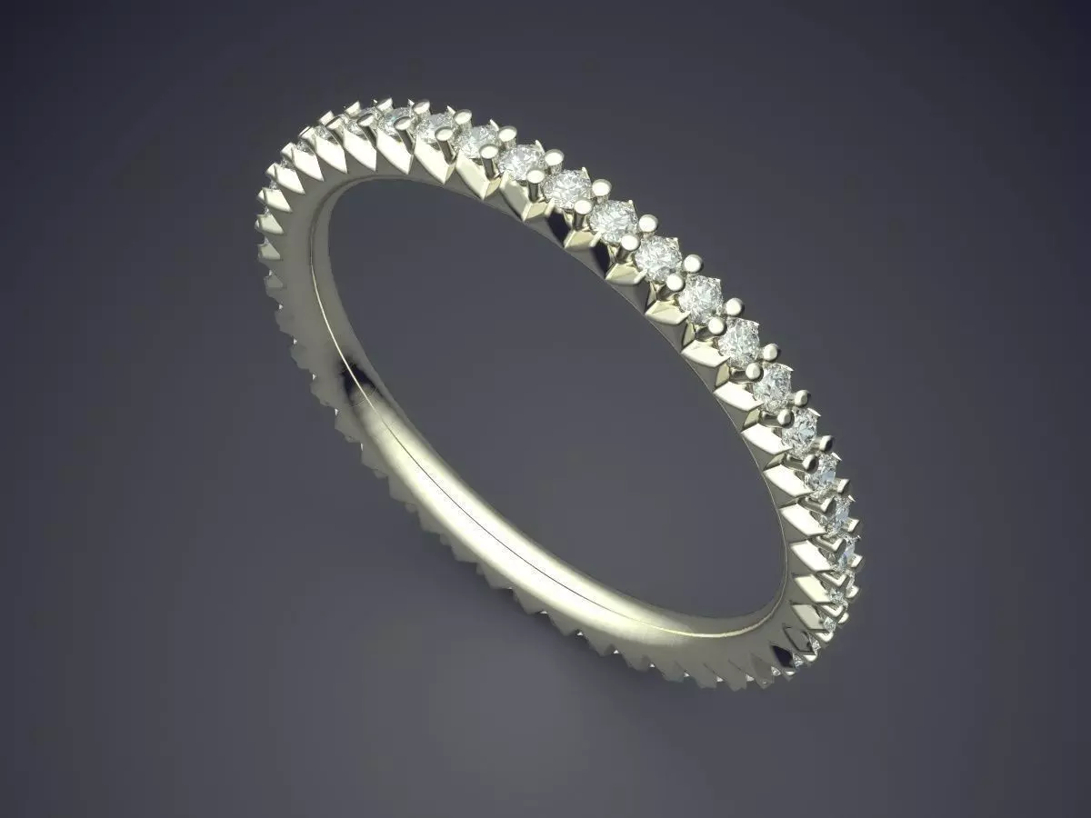 Thin Ring With Tiny Diamonds 2342 3D print model_1