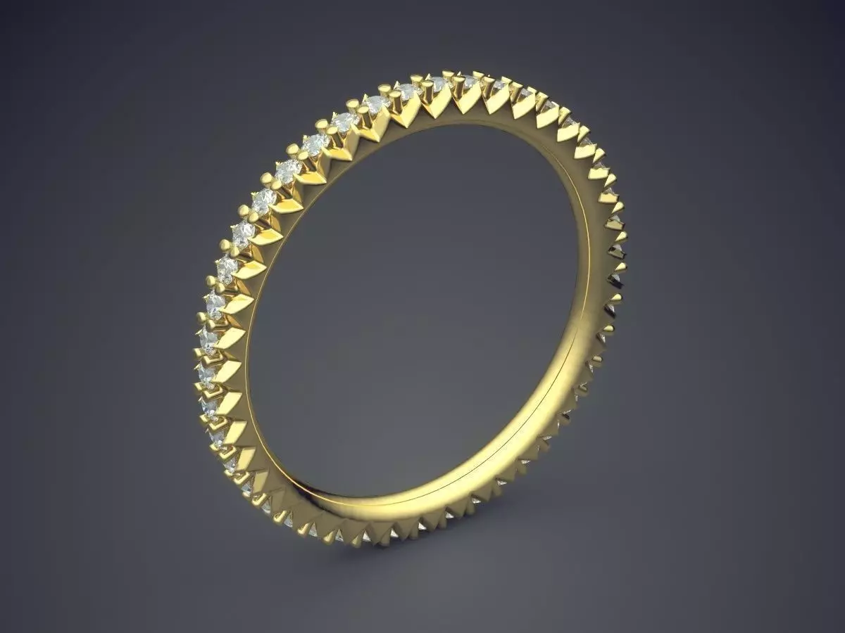 Thin Ring With Tiny Diamonds 2342 3D print model_0