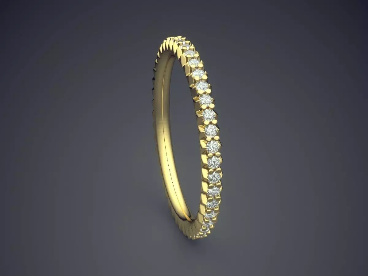 Thin Ring With Tiny Diamonds 2342 3D print model_3