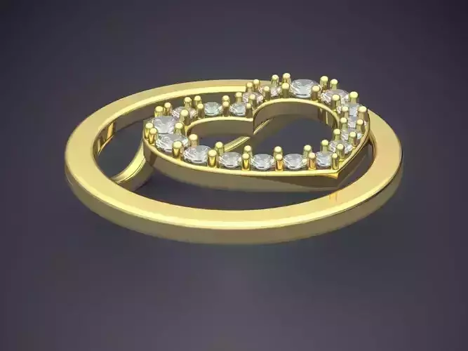 Heart-Shaped Pendant With Diamonds 2334