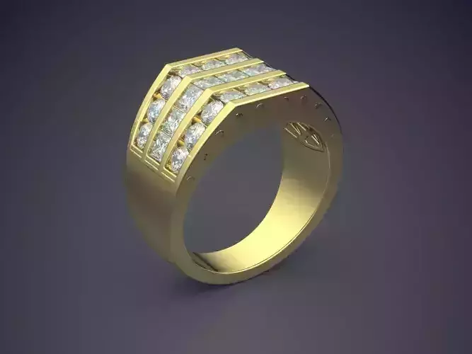 Thick Ring With Diamonds 2327 3D print model