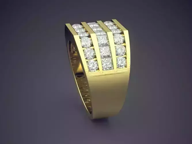 Thick Ring With Diamonds 2327