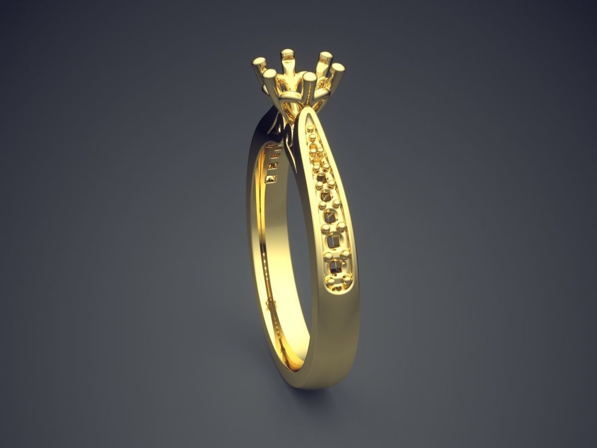 Glamorous Minimalistic Engagement Ring 3D print model_3