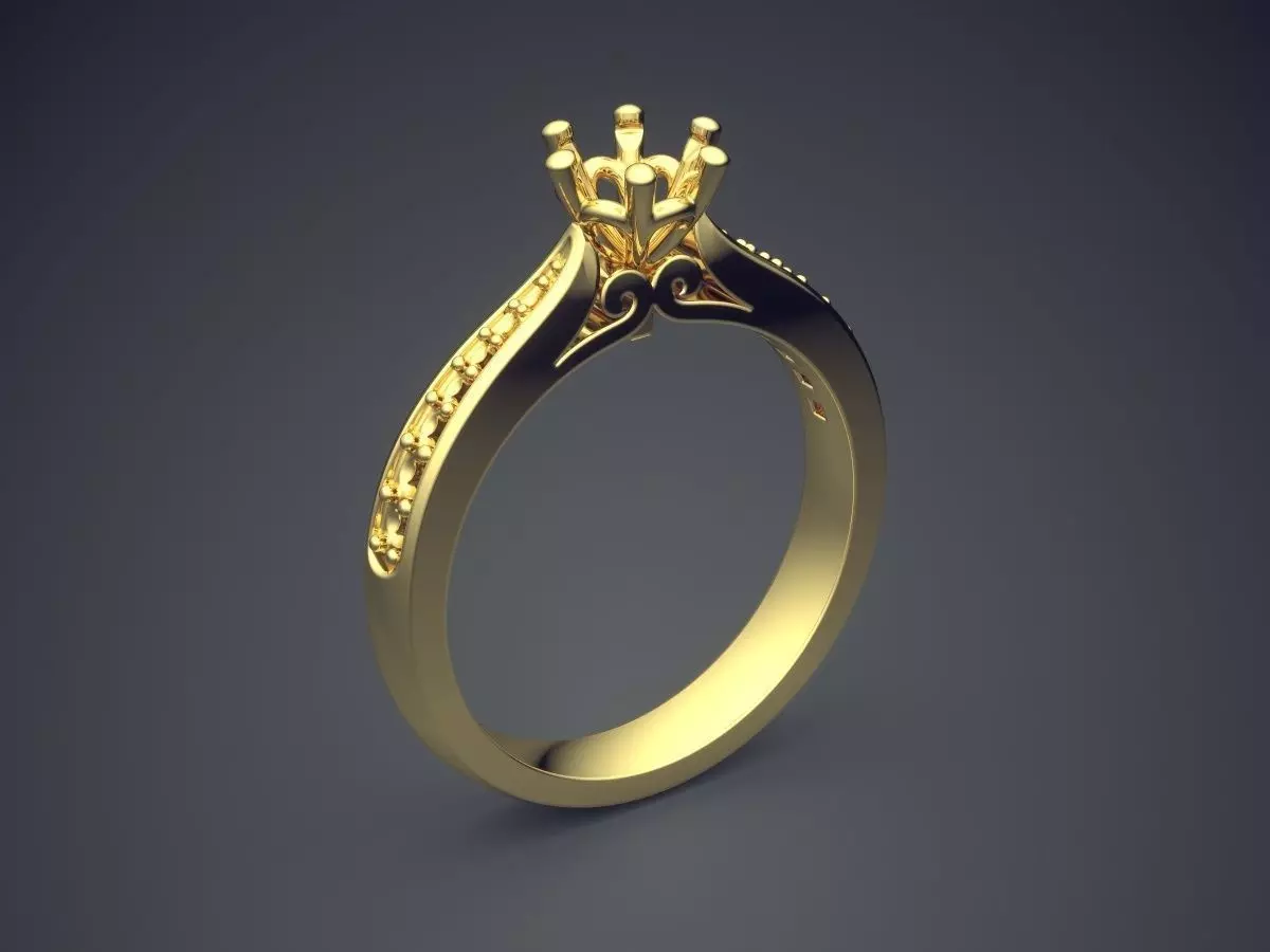 Glamorous Minimalistic Engagement Ring 3D print model_0