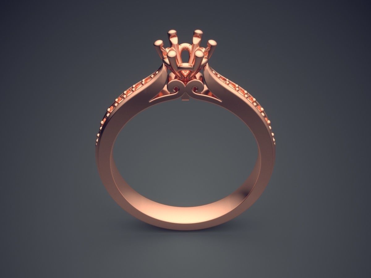 Glamorous Minimalistic Engagement Ring 3D print model_2