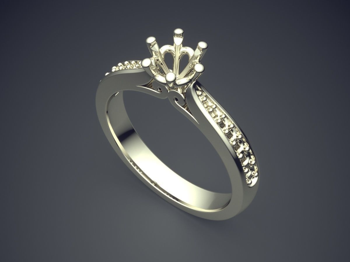 Glamorous Minimalistic Engagement Ring 3D print model_1