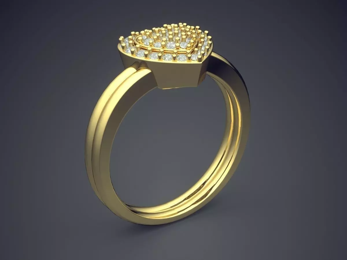 Heart-shaped Ring With Small Diamonds 2320 3D print model_0